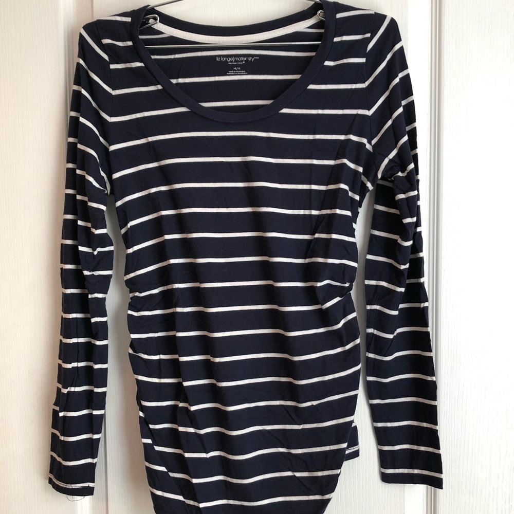 Navy and White Stripe Maternity Top 🛍
